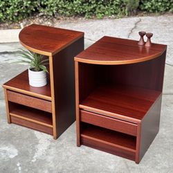 PAIR (2) Danish Modern MCM Vintage Mid Century Nightstand Table Set 