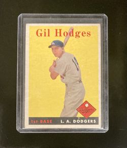1958 Topps MLB Baseball Gil Hodges Los Angeles Dodgers Vintage Card - Excellent Condition 