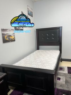 Twin wooden bed frame madera cherry cama (Colchon no incluido)
