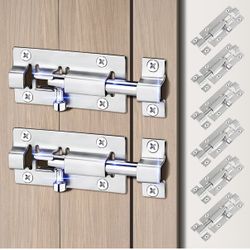 8 Pack Barrel Bolt Latch, Slide Bolt Latch 3 Inches Slide Latch Lock, Thickened Stainless Steel Sliding Lock for Door, Brushed Finish Sliding Bolt Loc