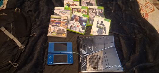 xbox 360 s Halo 4 edition + 8 games + nintendo DS XL