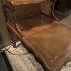  Vintage WoodSide Table With Glass Cover . Made In Europe 