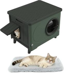 Waterproof Outdoor Cat Shelter with Emergency Exit