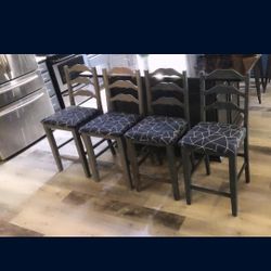 Distressed wood counter stool Set of 4, blue/gray
