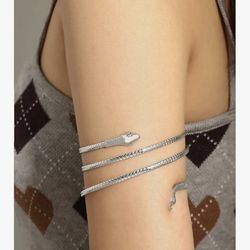 New Silver Tone Snake Arm Cuff