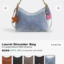Laurel Shoulder Bag Loved Denim with Charms