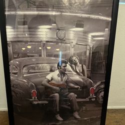 Old school Vintage Elvis Marilyn Monrow classic car poster