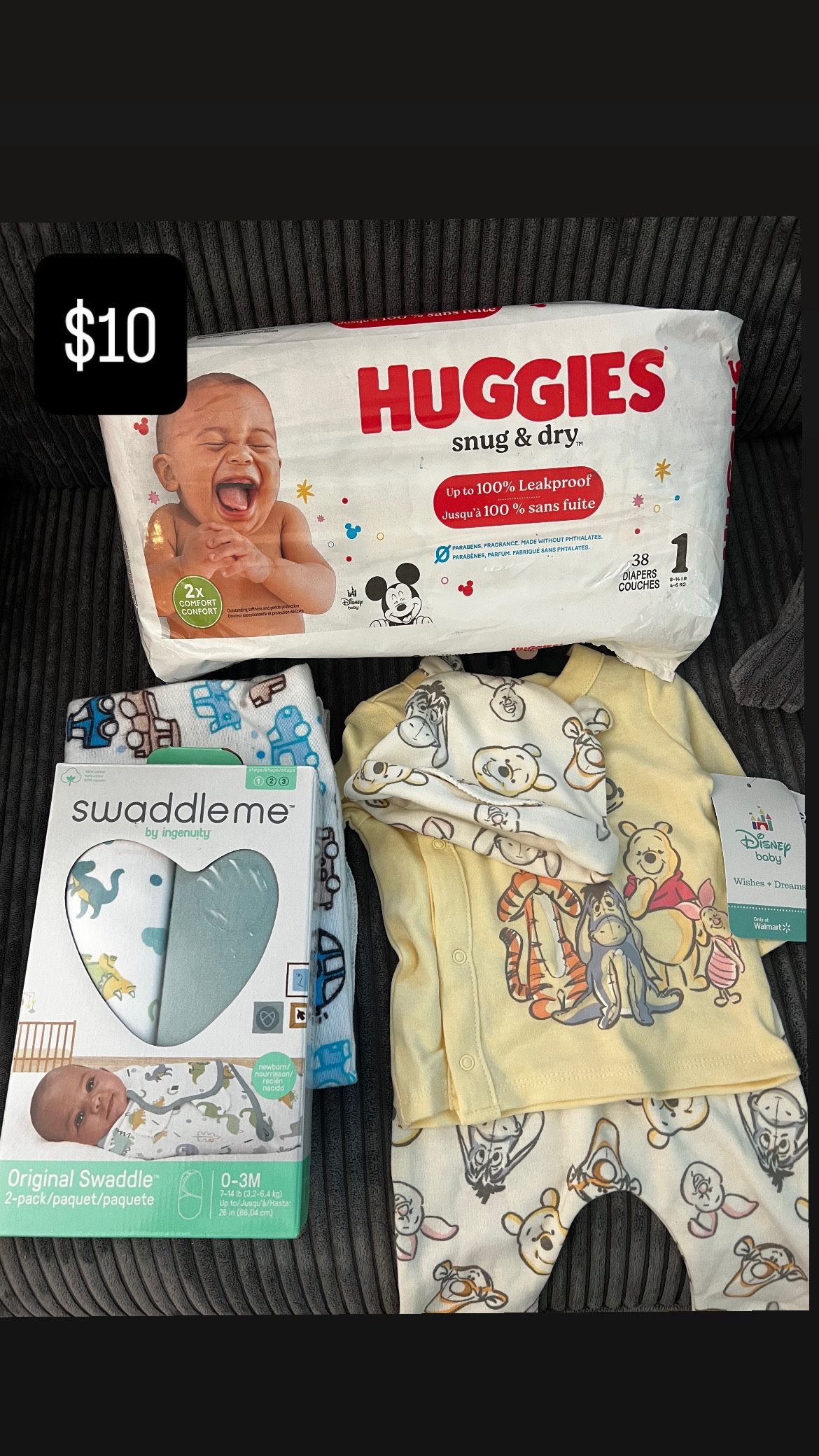 baby clothes and pampers