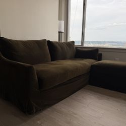 Green IKEA Couch + Storage Ottoman
