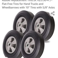 (4-Pack) AR-PRO 10''x2'' Flat Free Solid Rubber Replacement Tires   