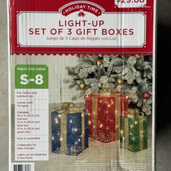 Light Up Gift Boxes - Set Of 3 Christmas Decorations