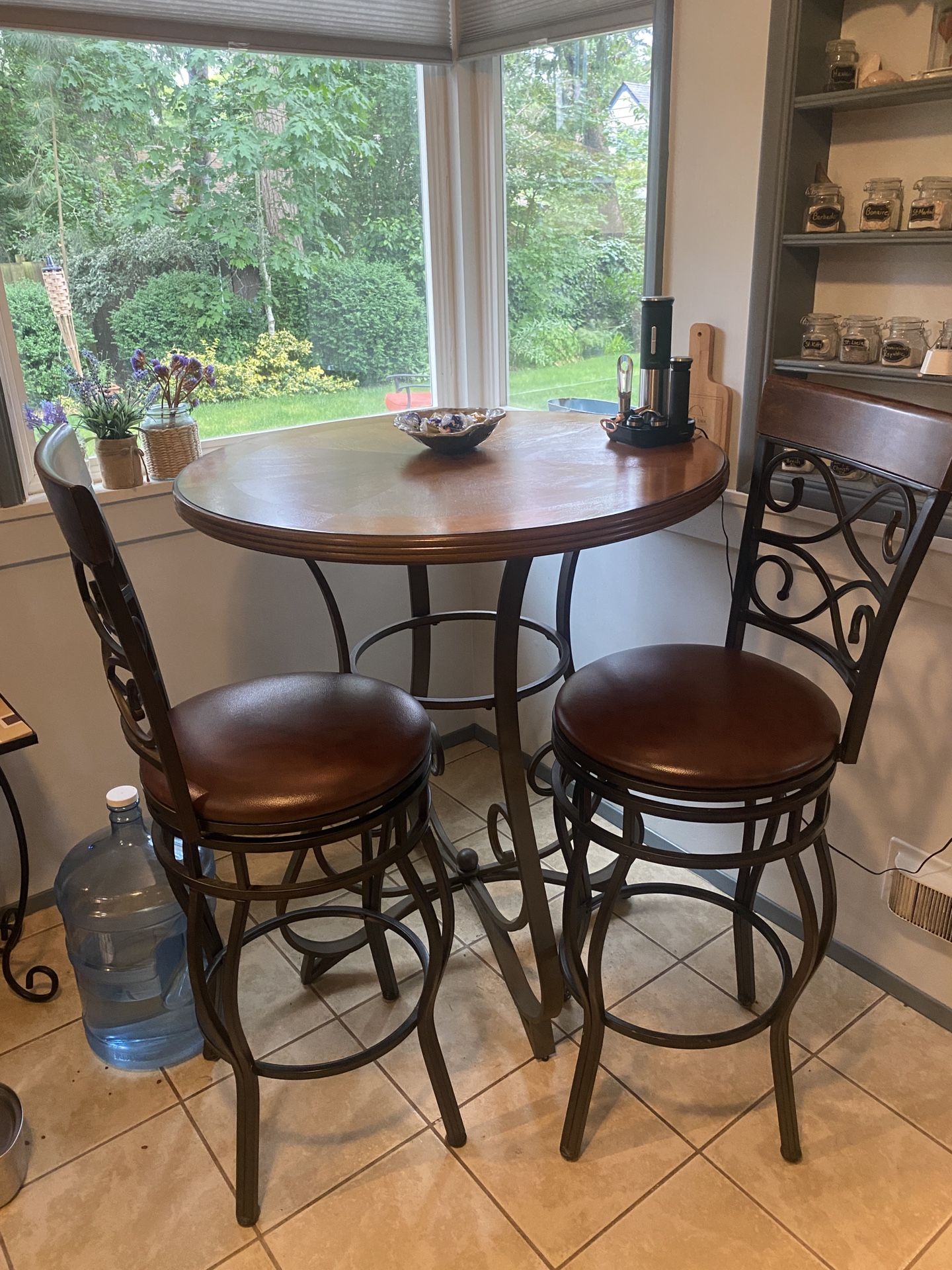Bar Table With 2 Swivel Chairs