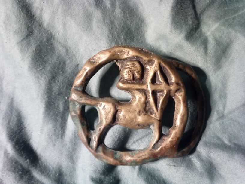 Sagittarius Vintage 1970s Solid Brass Cutout Belt Buckle