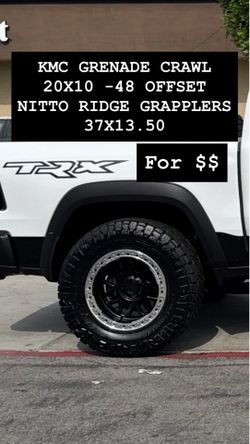 KMC GRENADE CRAWL 20X10 -48 OFFSET NITTO RIDGE GRAPPLERS 37×13.50