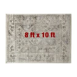 Mila Beige/Cream 8 ft. x 10 ft. Vienna Tiled Border Area Rug