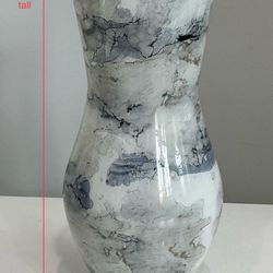 Gray, White, Blue & Gold Glass Vase 