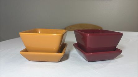Simple Additions Condiment / Dip Bowls with Matching Saucer Plates