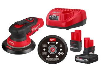 M12 FUEL 12-Volt Li-Ion Brushless Cordless 6 in. Random Orbital Sander Kit (3/32 in) w M12 XC 5.0Ah & CP 2.5Ah Batteries
