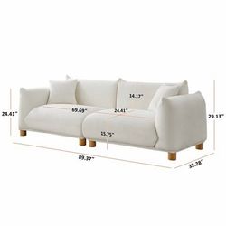 89.37'' 2-Seater Chic Boucle Sofa with Wooden Legs for Modern Home