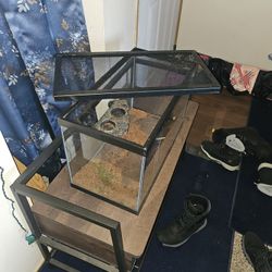 10 Gallon Tank With Reptile Lid And Food Island