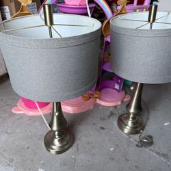 Set of 2 Modern Table Lamps – Brushed Nickel Finish