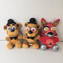 Lot Of 3 Funko Five Nights At Freddy's Nightmare Plush 8” 2016 Fazbear Foxy