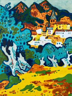 Guy CHARON OLIVE TREE VILLAGE 1967