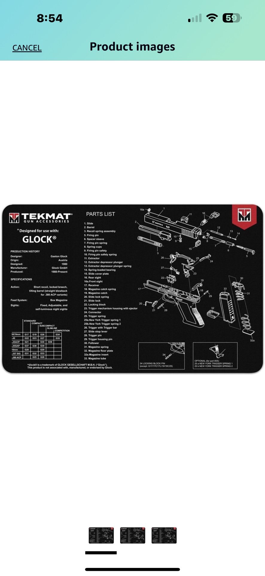 TekMat Glock Gun Cleaning Mat