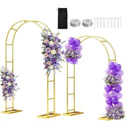 Arch Backdrop Stand 7.2FT, 6FT Set of 2, Metal Pergola Arbor Garden Arch Trellis for Climbing Plants Outdoor for Various Climbing Plant,Gold Balloon A