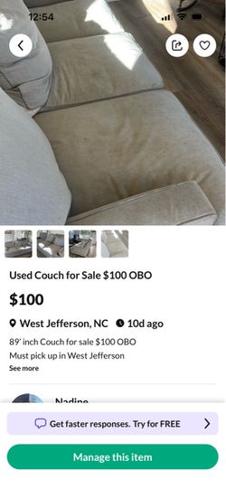 Free comfortable used couch 89 inches!