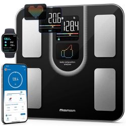 Smart Bathroom Scale with 22 Body Metrics, Heart Rate, BMI, Body Fat, Muscle Mass, Compatible with iOS & Android - New In Box