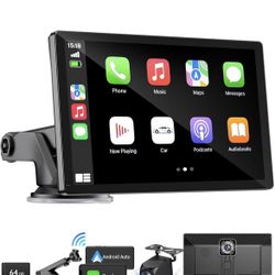 Wireless Apple Carplay Screen for Car 4K Dash Cam, 9" Portable Apple Carplay & Android Auto Car Stereo