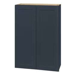 Hampton Bay Avondale 30 in. W x 12 in. D x 42 in. H Ready to Assemble Plywood Shaker Wall Kitchen Cabinet in Ink Blue