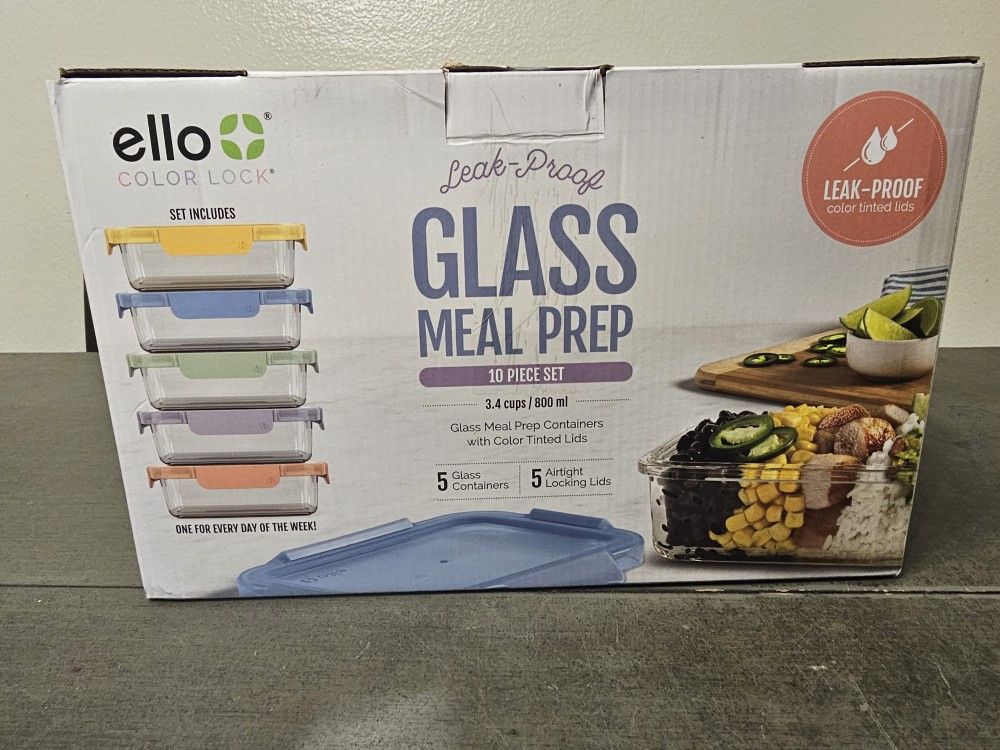 Ello 10 Pc Color Lock 3.4 Cup Meal Prep Set with Lids