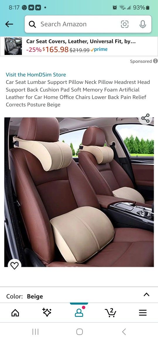 Car Seat Lumbar Support Pillow Neck Pillow 