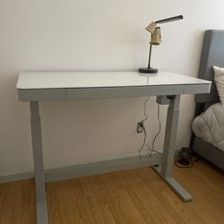 White Electric Sit Stand Desk, Height