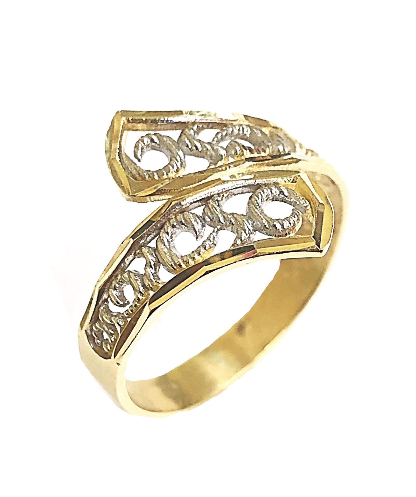 Beautiful design lady fancy ring 14K REAL YELLOW & WHITE GOLD.