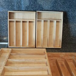 Silverware Utensil Bamboo Organizer 5 Piece