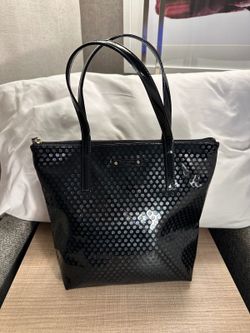 Kate Spade Black Patent Leather Polka Dot Tote Bag