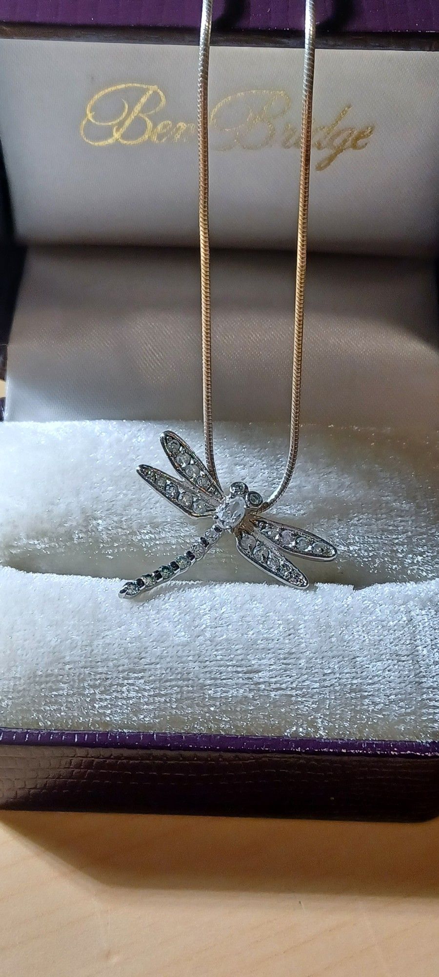 Dragonfly Sterling Silver Crystal Necklace 