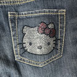New With Tags Hello Kitty Charla Rhinestone Denim Jeans Size  9/10 