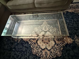 Benjara Glass Top Coffee Table with Metal Frame and Open Shelf, Silver