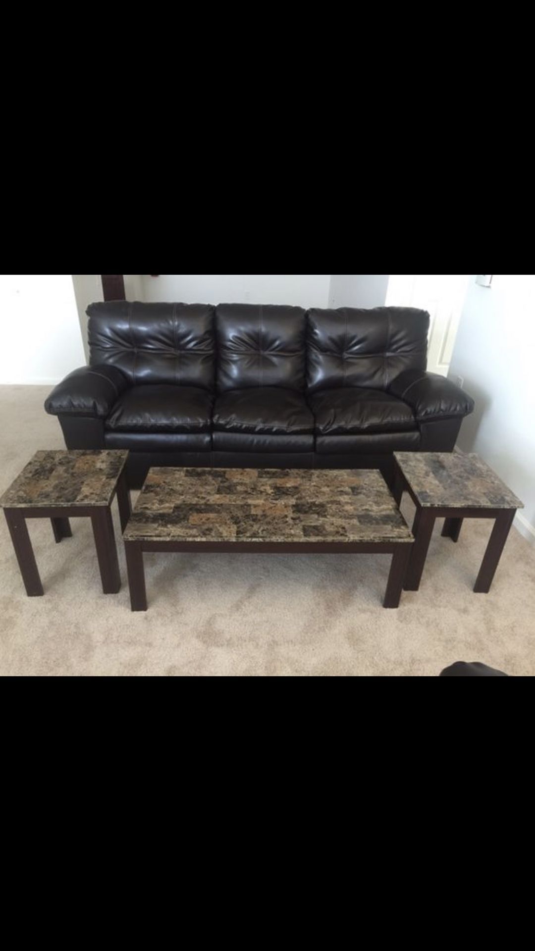 Leather Living Room Furniture-Full Set (like new)