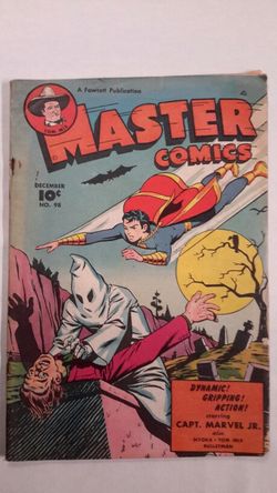 🔥MASTER COMICS #98 FAWCETT COMICS 1948 CAPTAIN MARVEL JR CLASSIC WHITE HOOD COVER VG/GD