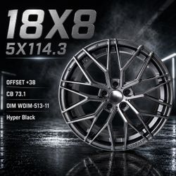 🔥 18X8 DIM WDIM-513-11 HYPER BLACK Wheels 🔥