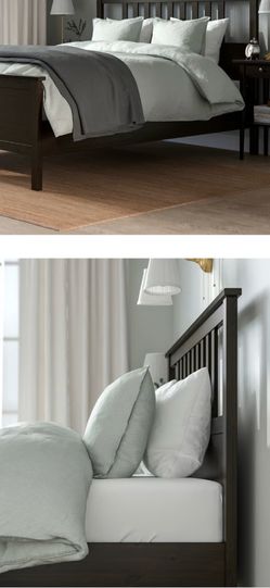Queen IKEA Dark Brown Hemnes Bed Frame And Never Slept On Queen IKEA Haugesund Mattress