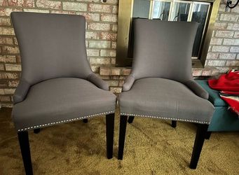 Upholstered Accent Chairs with Silver Nailhead Trim