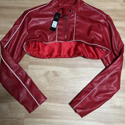 Red cropped jacket