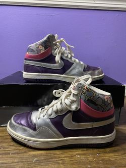 Nike Court Force Hi Top Purple Pink Floral Athletic Shoes size 8.5 (contact info removed)01