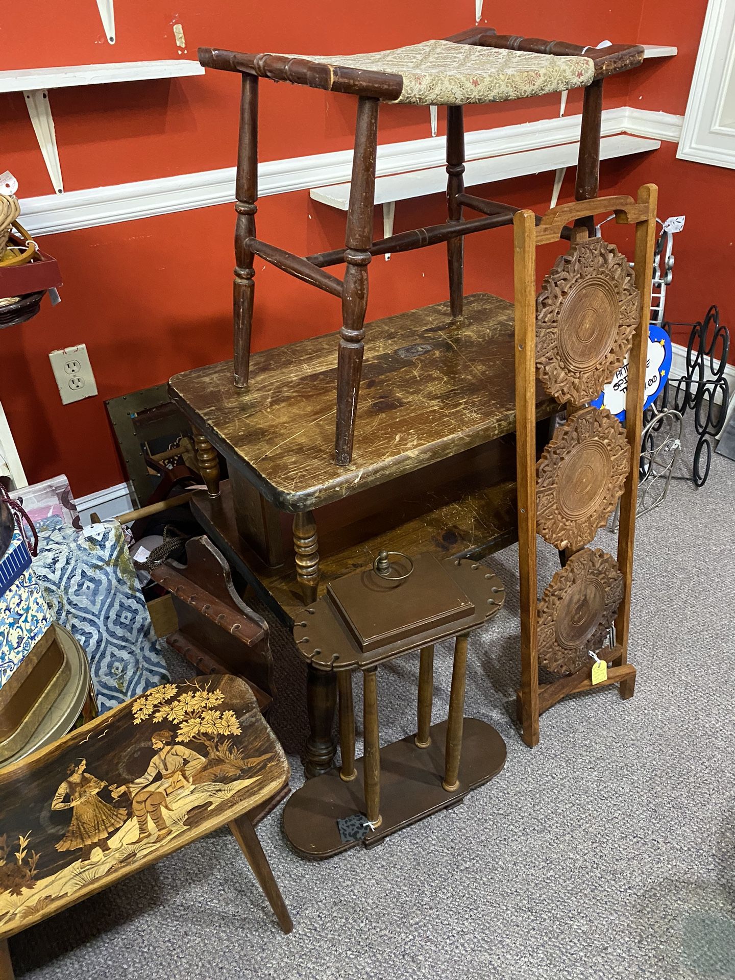 Antique Rush Seat, Pipe Stand, Spoon Display And More!